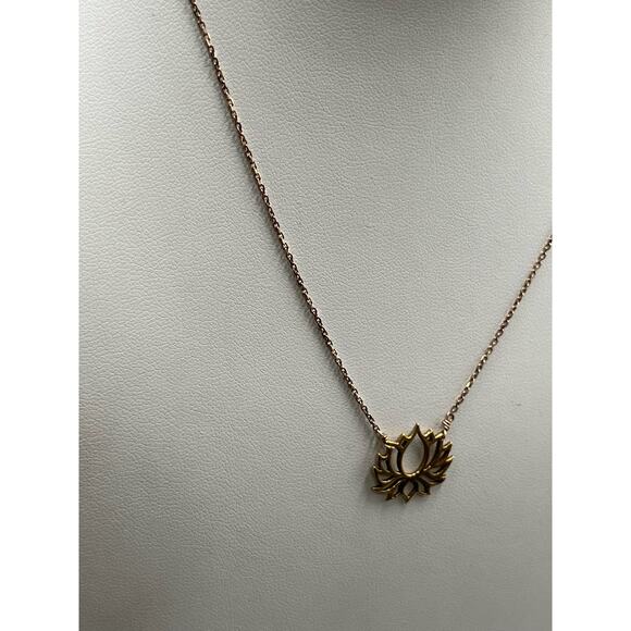 BSI Italy 925 Sterling Vermeil Open Lotus Chain Necklace 16” - Picture 5 of 8